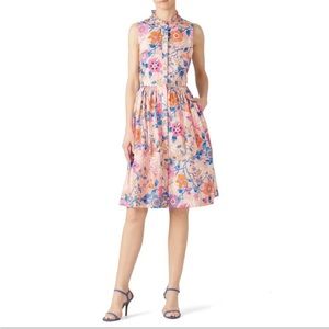 J. Crew Liberty London Pavilion Ruffle Neck Floral Sleeveless Shirt Dress 0 EUC